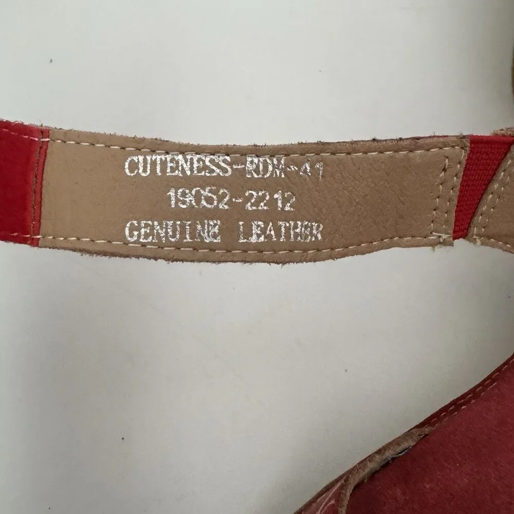 L'Artiste by Spring Step Leather Wedge Sandals Cuteness Red 41 - Picture 2 of 9